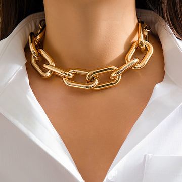 N2608 - Luxe Thick Gold Collar Necklace